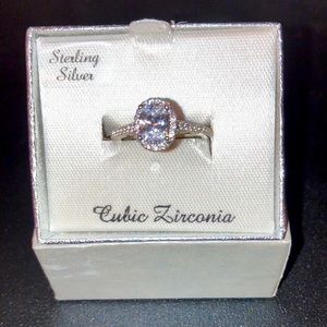 Sterling Silver 💍Cubic Zirconia Ring Size 6.5 Fine Jewelry Bridal 🆕